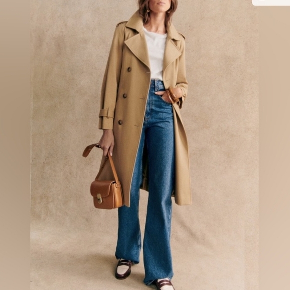 Sezane Jackets & Blazers - Sezane Scott Trench Coat Camel Belted Size 2